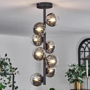 hofstein Plafonnier - Verre 10 cm Chehalis Clair, Fumé, 8 lumières* Lampes Modernes