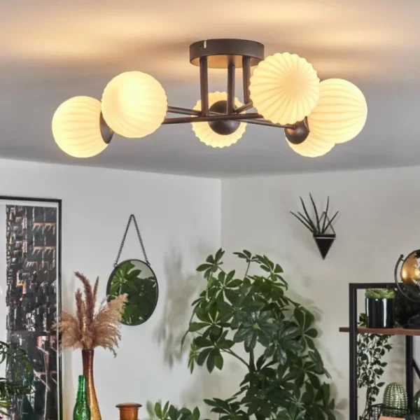 hofstein Plafonnier - Verre 10 cm Chehalis Blanc, 6 lumières* Lampes Modernes