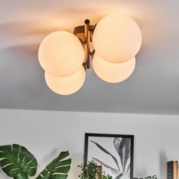 hofstein Plafonnier - Verre 15 cm Chehalis Blanc, 4 lumières* Lampes En Verre