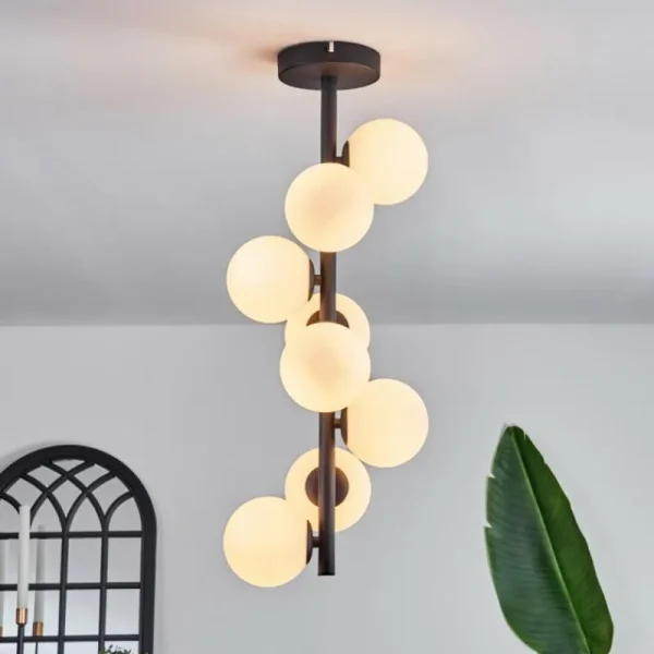 hofstein Plafonnier - Verre 10 cm Chehalis Blanc, 8 lumières* Lampes En Verre