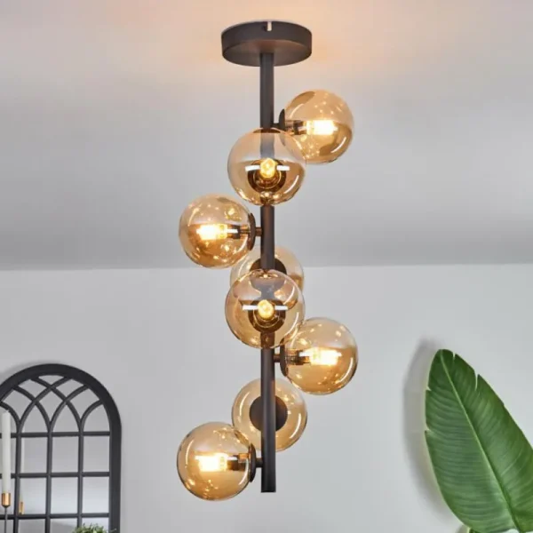 hofstein Plafonnier - Verre 10 cm Chehalis Ambre, 8 lumières* Lampes En Verre