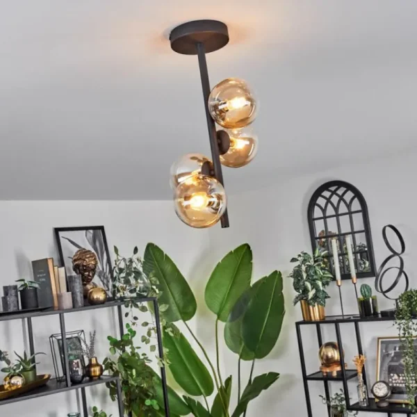 hofstein Plafonnier - Verre 10 cm Chehalis Ambre, Clair, 4 lumières* Lampes En Verre