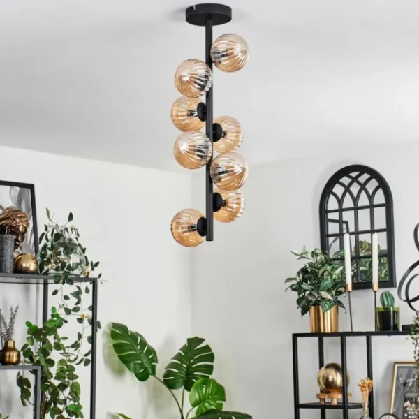 hofstein Plafonnier - Verre 10 cm Chehalis Ambre, 8 lumières* Lampes Modernes