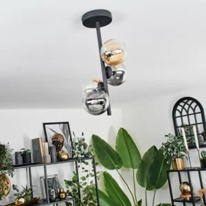 hofstein Plafonnier - Verre 10 cm Chehalis Ambre, Clair, Fumé, 4 lumières* Lampes Modernes