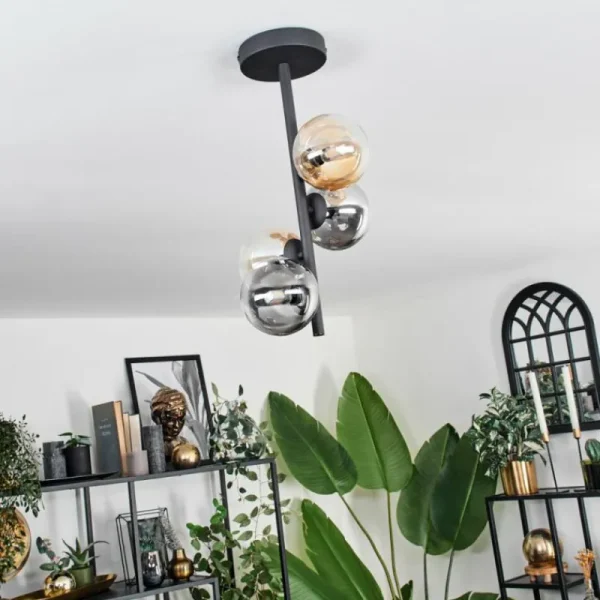 hofstein Plafonnier - Verre 10 cm Chehalis Ambre, Clair, Fumé, 4 lumières* Lampes Modernes