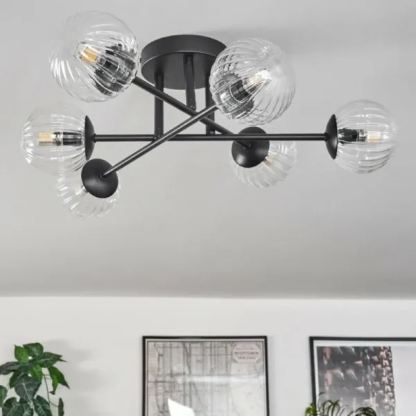 hofstein Plafonnier - Verre 10 cm Chehalis Clair, 6 lumières* Lampes Modernes