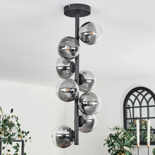 hofstein Plafonnier - Verre 10 cm Chehalis Clair, Fumé, 8 lumières* Lampes Modernes