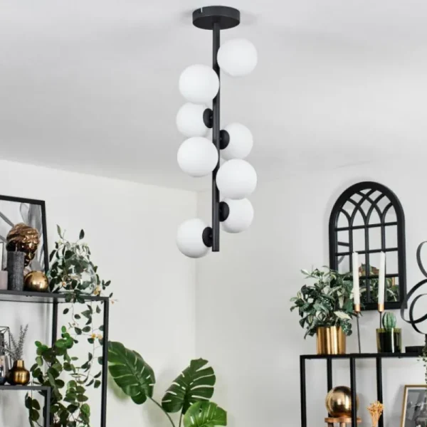hofstein Plafonnier - Verre 10 cm Chehalis Blanc, 8 lumières* Lampes En Verre