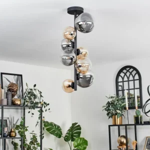 hofstein Plafonnier - Verre 10 cm, 12cm, 15cm Chehalis Ambre, Clair, Fumé, 8 lumières* Lampes Modernes