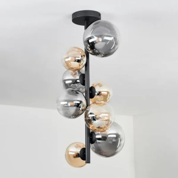 hofstein Plafonnier - Verre 10 cm, 12cm, 15cm Chehalis Ambre, Clair, Fumé, 8 lumières* Lampes Modernes
