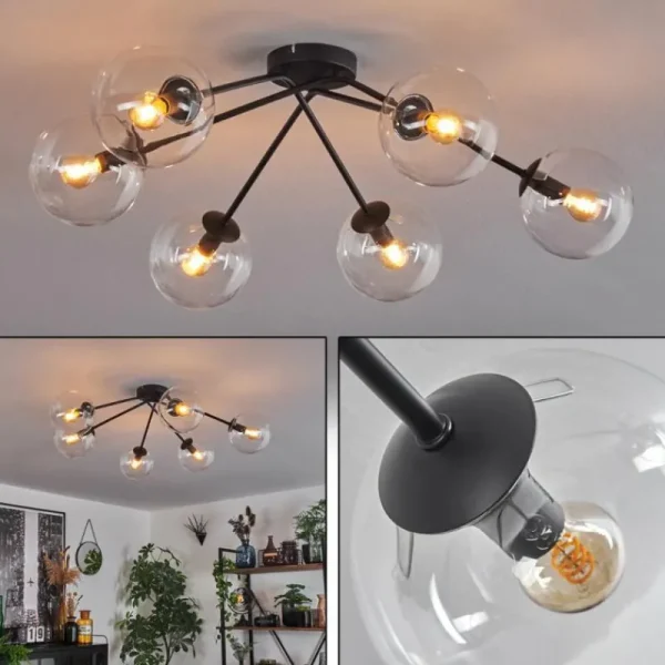 hofstein Plafonnier - Verre 15 cm Gastor Clair, 6 lumières* Lampes En Verre