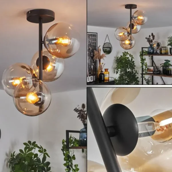hofstein Plafonnier - Verre 15 cm Gastor Ambre, Clair, 4 lumières* Lampes En Verre