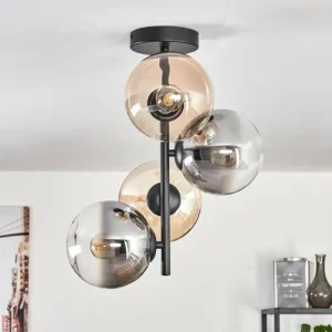 hofstein Plafonnier - Verre 15 cm Gastor Ambre, Clair, Fumé, 4 lumières* Lampes Modernes