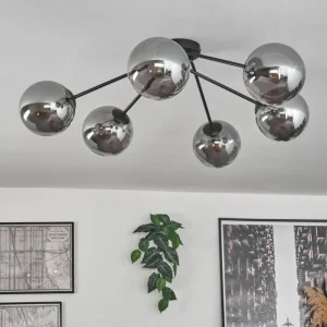 hofstein Plafonnier - Verre 15 cm Gastor Fumé, 6 lumières* Lampes Modernes