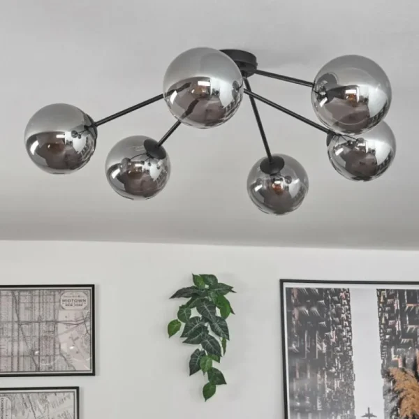 hofstein Plafonnier - Verre 15 cm Gastor Fumé, 6 lumières* Lampes Modernes