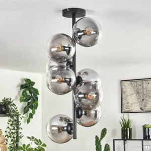 hofstein Plafonnier - Verre 15 cm Gastor Clair, Fumé, 8 lumières* Lampes Modernes