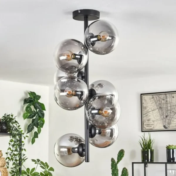 hofstein Plafonnier - Verre 15 cm Gastor Clair, Fumé, 8 lumières* Lampes Modernes