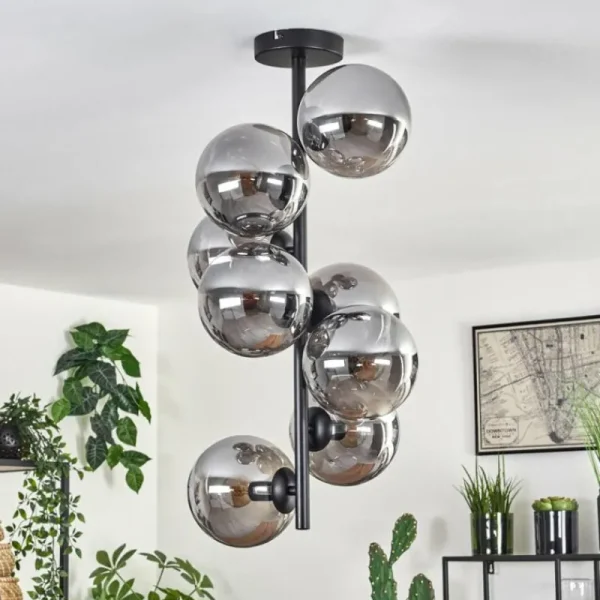hofstein Plafonnier - Verre 15 cm Gastor Fumé, 8 lumières* Lampes Modernes