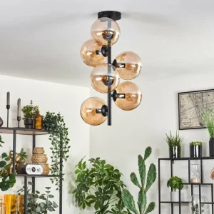 hofstein Plafonnier - Verre 15 cm Gastor Ambre, 6 lumières* Lampes En Verre