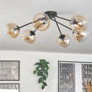 hofstein Plafonnier - Verre 15 cm Gastor Ambre, Clair, 6 lumières* Lampes En Verre
