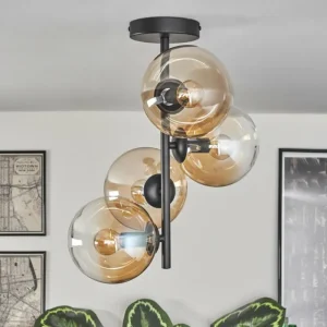 hofstein Plafonnier - Verre 15 cm Gastor Ambre, Clair, 4 lumières* Lampes En Verre