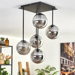 hofstein Plafonnier - Verre 15 cm Gastor Fumé, 5 lumières* Lampes Modernes