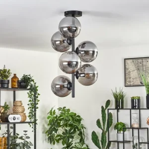 hofstein Plafonnier - Verre 15 cm Gastor Fumé, 6 lumières* Lampes Modernes