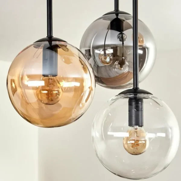 hofstein Plafonnier - Verre 15 cm Gastor Ambre, Clair, Fumé, 5 lumières* Lampes Modernes
