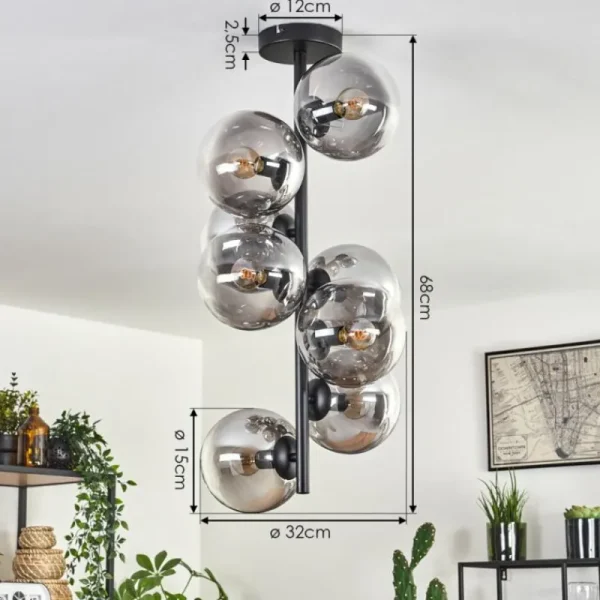 hofstein Plafonnier - Verre 15 cm Gastor Clair, Fumé, 8 lumières* Lampes Modernes