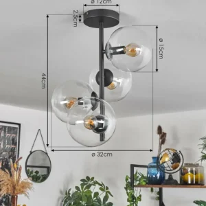 hofstein Plafonnier - Verre 15 cm Gastor Clair, 4 lumières* Lampes En Verre