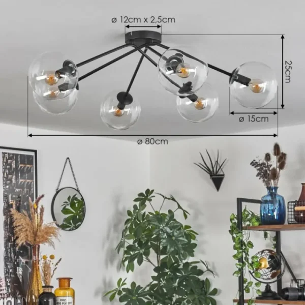 hofstein Plafonnier - Verre 15 cm Gastor Clair, 6 lumières* Lampes En Verre