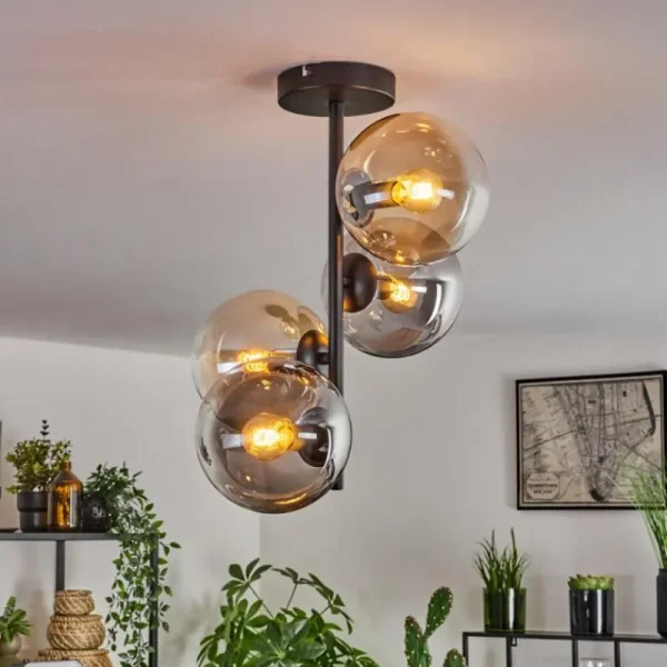 hofstein Plafonnier - Verre 15 cm Gastor Ambre, Clair, Fumé, 4 lumières* Lampes Modernes