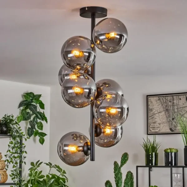 hofstein Plafonnier - Verre 15 cm Gastor Fumé, 8 lumières* Lampes Modernes