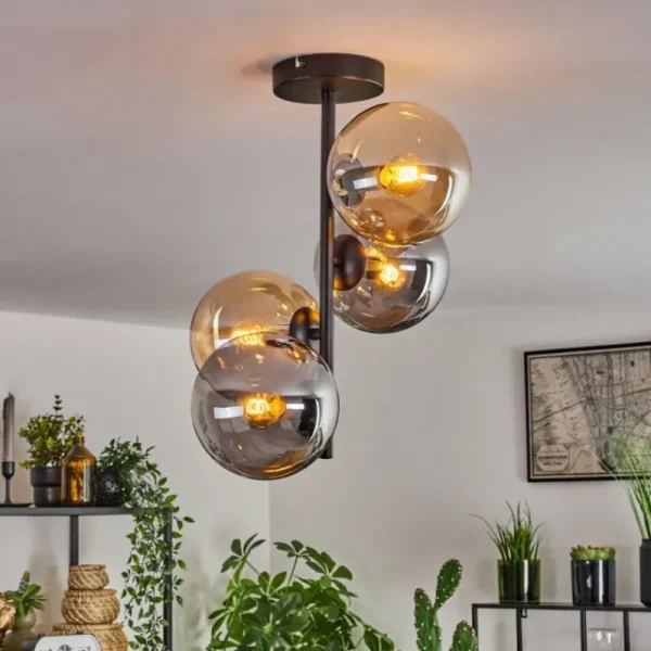 hofstein Plafonnier - Verre 15 cm Gastor Ambre, Fumé, 4 lumières* Lampes Modernes