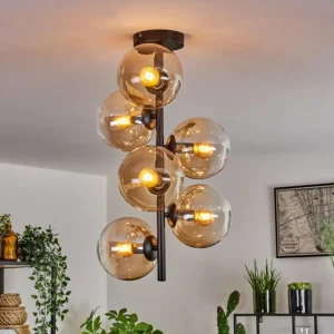 hofstein Plafonnier - Verre 15 cm Gastor Ambre, Clair, 6 lumières* Lampes En Verre