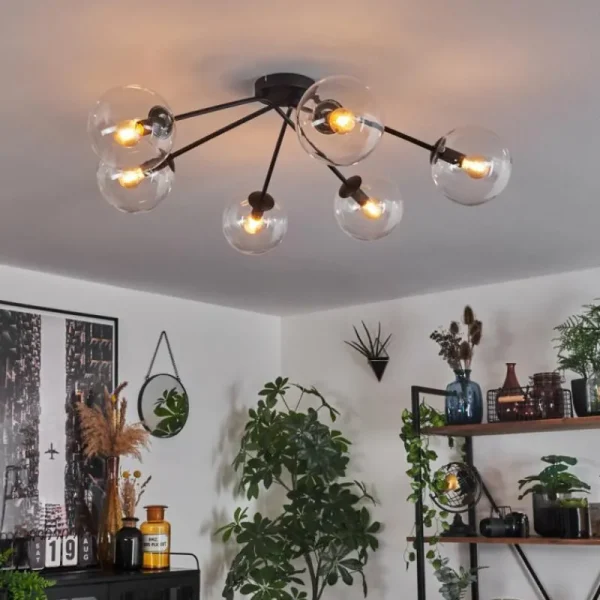 hofstein Plafonnier - Verre 15 cm Gastor Clair, 6 lumières* Lampes En Verre