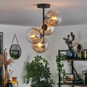 hofstein Plafonnier - Verre 15 cm Gastor Ambre, Clair, 4 lumières* Lampes En Verre