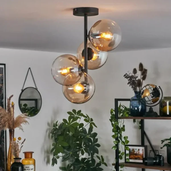 hofstein Plafonnier - Verre 15 cm Gastor Ambre, Clair, 4 lumières* Lampes En Verre