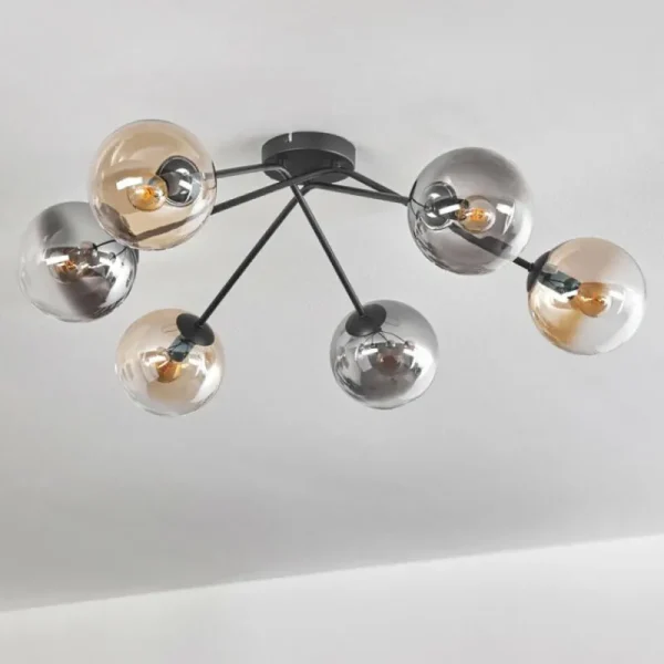 hofstein Plafonnier - Verre 15 cm Gastor Ambre, Clair, Fumé, 6 lumières* Lampes Modernes