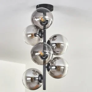 hofstein Plafonnier - Verre 15 cm Gastor Clair, Fumé, 6 lumières* Lampes Modernes