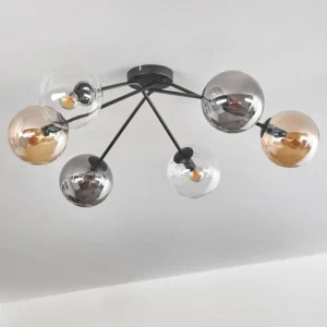 hofstein Plafonnier - Verre 15 cm Gastor Ambre, Clair, Fumé, 6 lumières* Lampes Modernes
