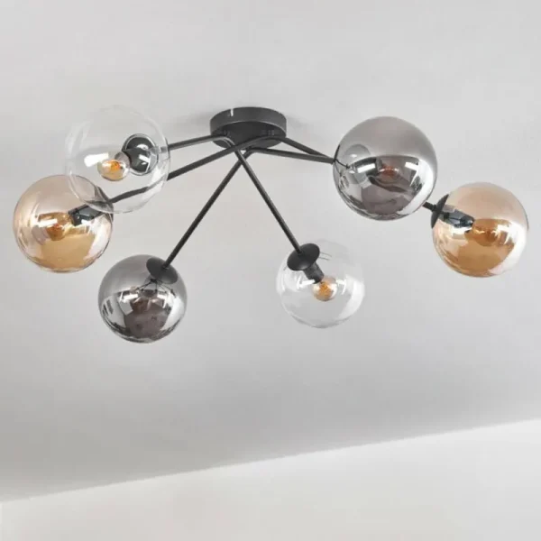 hofstein Plafonnier - Verre 15 cm Gastor Ambre, Clair, Fumé, 6 lumières* Lampes Modernes