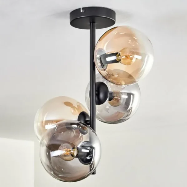 hofstein Plafonnier - Verre 15 cm Gastor Ambre, Clair, Fumé, 4 lumières* Lampes Modernes
