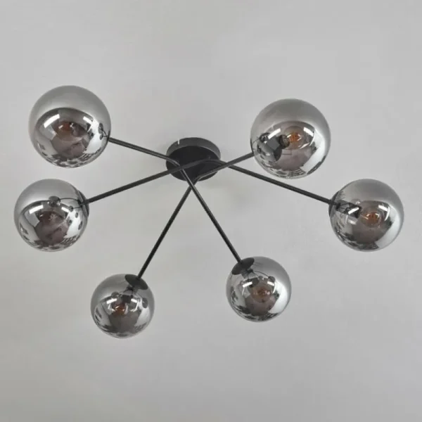 hofstein Plafonnier - Verre 15 cm Gastor Fumé, 6 lumières* Lampes Modernes