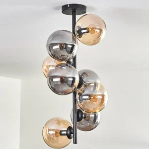 hofstein Plafonnier - Verre 15 cm Gastor Ambre, Fumé, 8 lumières* Lampes Modernes