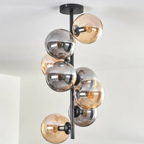 hofstein Plafonnier - Verre 15 cm Gastor Ambre, Fumé, 8 lumières* Lampes Modernes