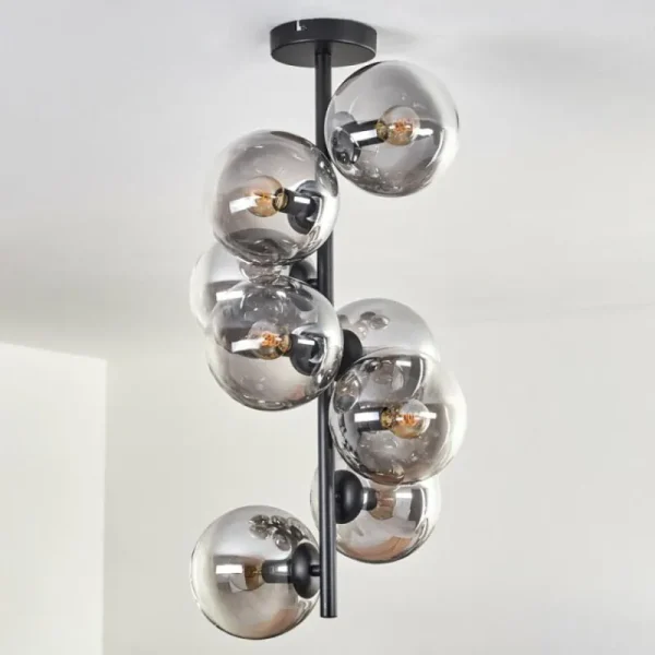 hofstein Plafonnier - Verre 15 cm Gastor Clair, Fumé, 8 lumières* Lampes Modernes