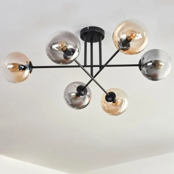 hofstein Plafonnier - Verre 15 cm Gastor Ambre, Clair, Fumé, 6 lumières* Lampes Modernes