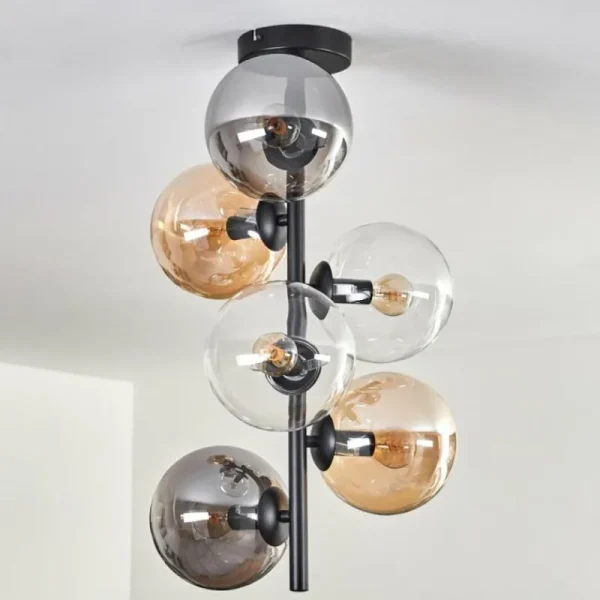 hofstein Plafonnier - Verre 15 cm Gastor Ambre, Clair, Fumé, 6 lumières* Lampes Modernes