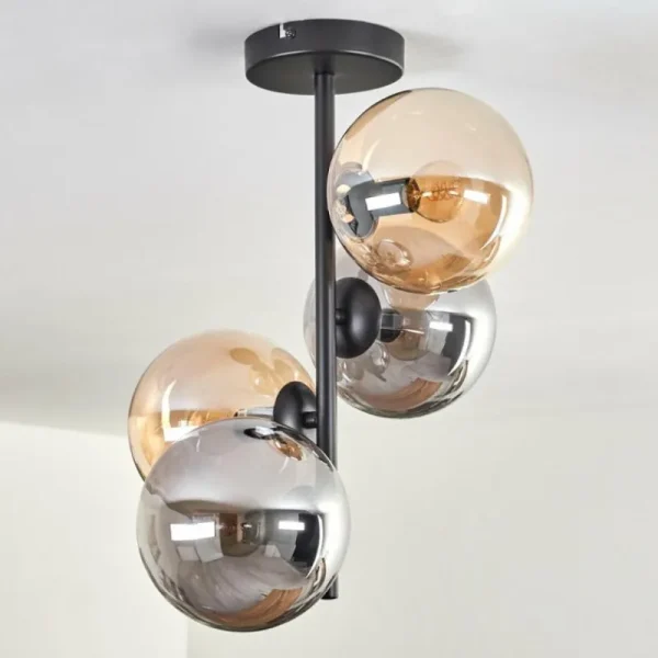hofstein Plafonnier - Verre 15 cm Gastor Ambre, Fumé, 4 lumières* Lampes Modernes
